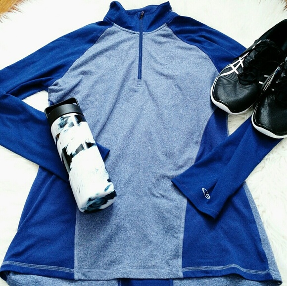 Champion Blue 1/4 Zip Pullover Long Sleeve Running Top Sz Small - Picture 1 of 6